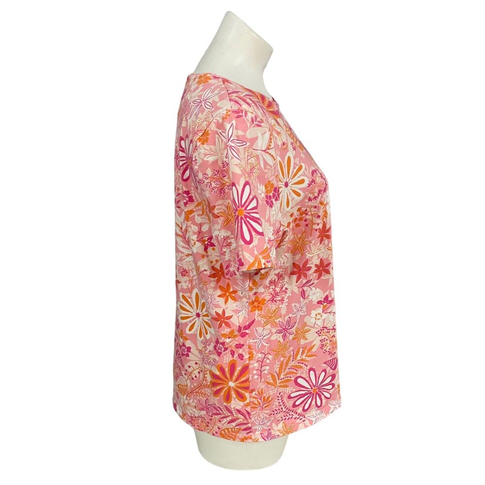 Talbots Top Womens XL Tee Floral Shirt Pink Orange Work Office Coastal Cottage - Picture 9 of 12